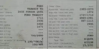 Утилизация автомобиля ford transit combi ´06 ft 260 corto года 2006 питание qvfa