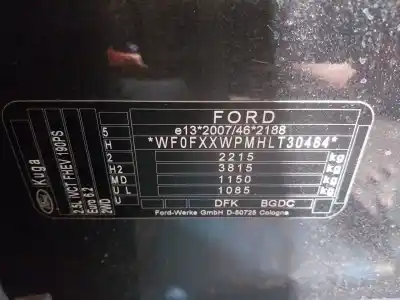 Scrapping Vehicle ford kuga iii (dfk) 1.5 ecoboost of the year 2021 powered unda