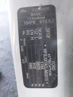 Veículo de Sucata ford tourneo courier b460 monospace 1.0 ecoboost do ano 2018 alimentado sfca,sfcb,sfcc,sfcd,sfce,sfcf