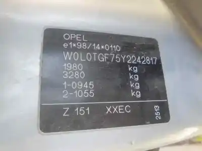 Scrapping Vehicle opel zafira a elegance of the year 2000 powered x18xe1