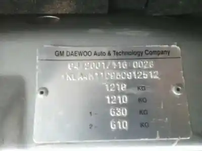 Scrapping Vehicle daewoo matiz 0.8 cat of the year 2003 powered f8cv-g