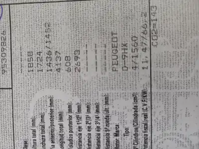 Veicolo di demolizione peugeot partner (s2) combi plus dell'anno 2007 alimentato 9hx