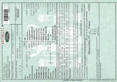 Veicolo di demolizione ford fiesta (cb1) tzja dell'anno 2012 alimentato tzja