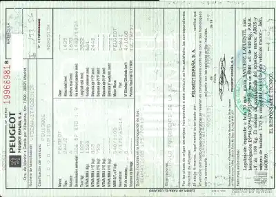 Veículo de Sucata peugeot 206 fastback (2a/c) 1.9 d do ano 1999 alimentado wjz