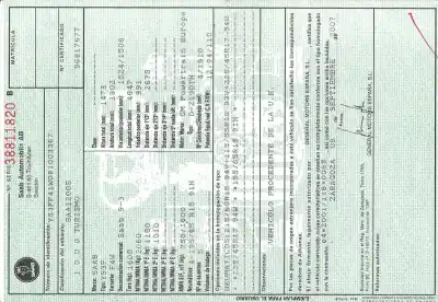 Scrapping Vehicle saab 93 berlina 1.9 tid of the year 2007 powered z19dth