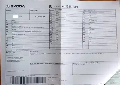 Scrapping Vehicle skoda scala (nw) active of the year 0 powered dla
