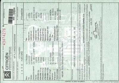 Verschrottungsfahrzeug CITROEN C4 BERLINA Collection des Jahres 0 angetrieben 9HZ