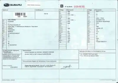 Veicolo di demolizione subaru impreza g12 limited dell'anno 0 alimentato 