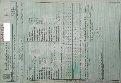 Veículo de Sucata renault master ii phase 2 caja cerrada 2.5 dci diesel cat do ano 0 alimentado 