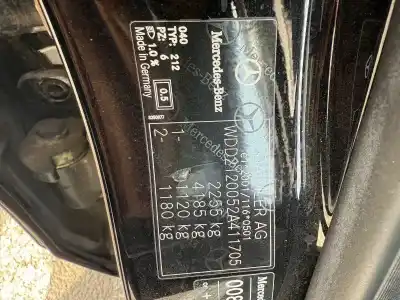 Veicolo di demolizione mercedes-benz clase e (w212) e 200 cdi / bluetec (212.005, 212.006) dell'anno 2009 alimentato om 651.925