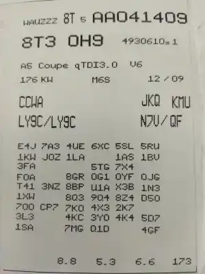 Scrapping Vehicle audi a5 (8t3) 3.0 tdi quattro of the year 2009 powered capa,ccwa