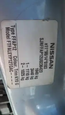 Здавання транспортного засобу nissan primera berlina (p12) p12 року 2001 потужний f9q