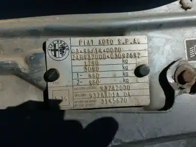 Sloopvoertuig alfa romeo 147 (190) 1.9 jtd distinctive van het jaar 2002 aangedreven 937a2000