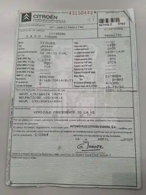 Veicolo di demolizione citroen c2 (jm_) 1.4 hdi dell'anno 2009 alimentato 8hz