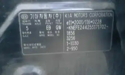 Sloopvoertuig kia cerato 2.0 ex crdi familiar van het jaar 2005 aangedreven d4ea