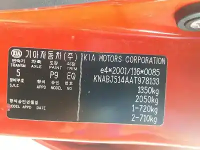 Veículo de Sucata kia picanto 1.0 cat do ano 2010 alimentado g4he