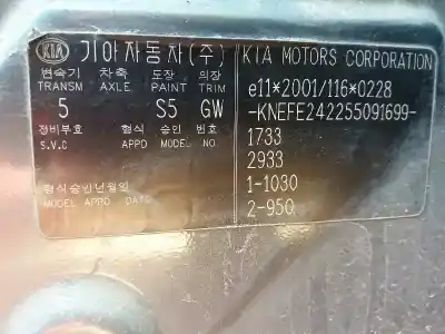 Veicolo di demolizione kia cerato 1.6 lx berlina dell'anno 2003 alimentato g4ed