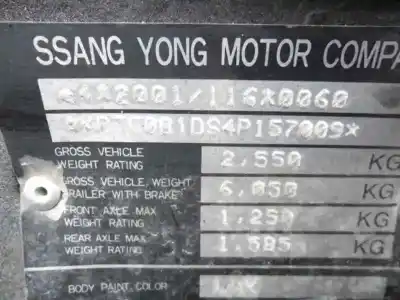 Здавання транспортного засобу ssangyong rexton rx 290 plus року 2005 потужний 662la