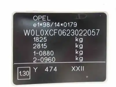 Veicolo di demolizione opel combo familiar dell'anno 2002 alimentato y17dt