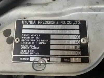 Veicolo di demolizione mitsubishi galloper (hyundai) 2.5 td (5-ptas) dell'anno 1998 alimentato 