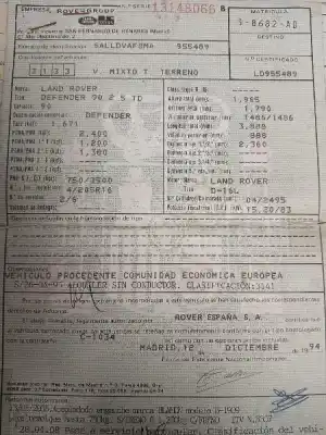 Scrapping Vehicle land rover defender (ld) td5 90 s.w. black of the year 0 powered 