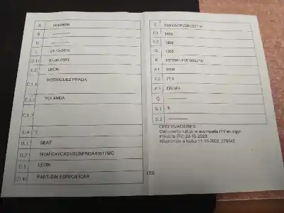 Scrapping Vehicle seat leon (1p1) leon 1p1 of the year 0 powered 