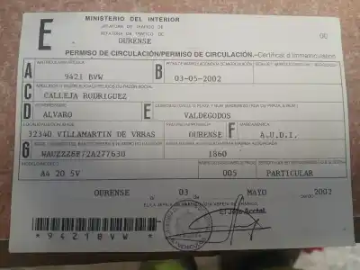 Утилизация автомобиля audi a4 avant (8e) 2.0 20v cat (alt) года 0 питание alt