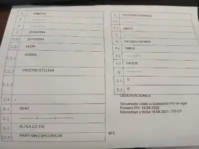 Veículo de Sucata seat altea (5p1) hot do ano 0 alimentado bkd