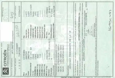 Veículo de Sucata citroen c2 collection do ano 2003 alimentado kfv