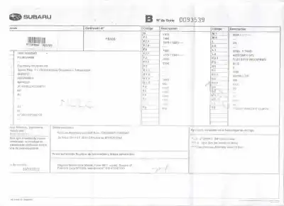 Véhicule à la ferraille SUBARU XV 2.0 Diesel CAT de l'année 2001 alimenté EE20