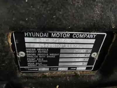 Veículo de Sucata HYUNDAI TERRACAN (HP) 2.9 CRDi CAT do ano 2002 alimentado J3