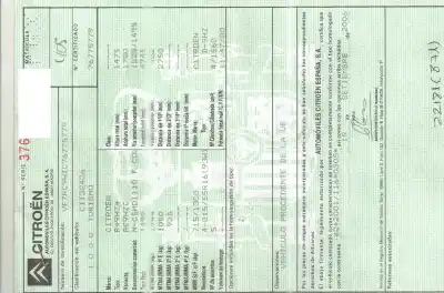 Verschrottungsfahrzeug CITROEN C5 BERLINA Attraction des Jahres 2006 angetrieben 9HZ