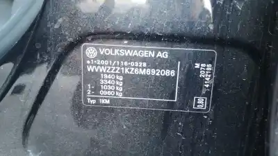 Vehicul casat VOLKSWAGEN JETTA III (1K2) 1.9 TDI al anului 2006 alimentat BKC