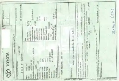 Scrapping Vehicle toyota corolla (_e12_) 1.4 d (nde120_) of the year 2006 powered 1nd