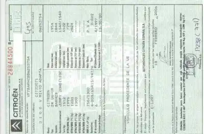 Утилизация автомобиля CITROEN JUMPY CAJA/CHASIS (BU_, BV_, BW_, BX_) 2.0 HDI 110 года 2006 питание RHZ
