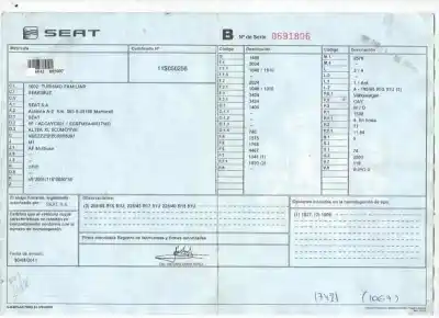 Утилизация автомобиля seat altea xl (5p5) reference ecomotive года 2001 питание cayc