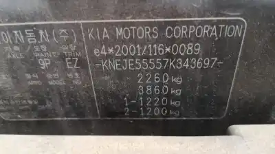 Scrapping Vehicle kia sportage active 4x4 of the year 2007 powered d4eaf