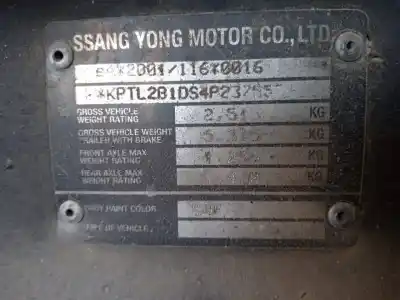 Здавання транспортного засобу ssangyong korando (kj) 2.9 td року 2005 потужний 662920