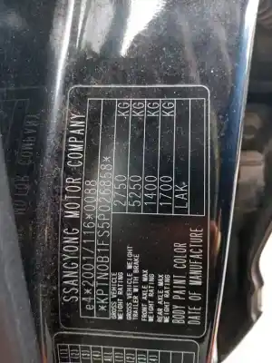 Утилизация автомобиля ssangyong rodius xdi года 2006 питание d27dt