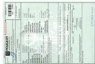 Scrapping Vehicle peugeot bipper básico of the year 2009 powered 8hs