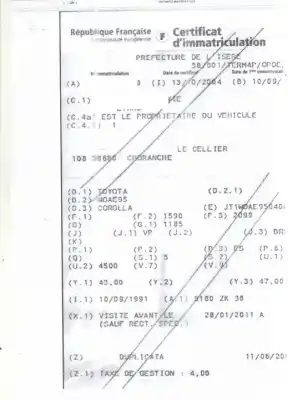 Veículo de Sucata toyota corolla familiar (e11) 1.6 linea terra do ano 1991 alimentado 