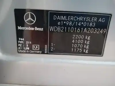 Véhicule à la ferraille mercedes                                           clase e (bm 211) berlina                                                                                                                                                                                                                                   om 647.961                                                                                                                                                                                                                                                 de l'année 2008 alimenté om 647.961