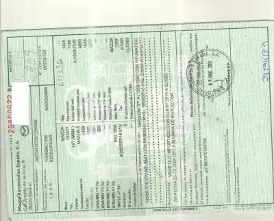 Veículo de Sucata mazda 6 berlina (gg) 2.0 crtd 120 active do ano 2004 alimentado rf