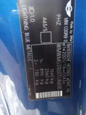 Veículo de Sucata mini mini (r56) cooper d do ano 2007 alimentado 9hz