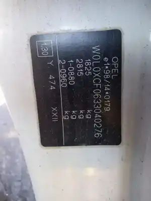 Veicolo di demolizione opel combo familiar dell'anno 2003 alimentato y17dt