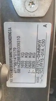 Veículo de Sucata toyota corolla (_e12_) 1.6 vvt-i (zze121_) do ano 2002 alimentado 3zzfe