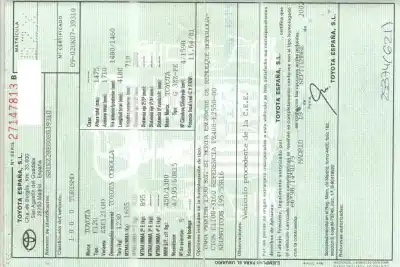 Veículo de Sucata toyota corolla (_e12_) 1.6 vvt-i (zze121_) do ano 2002 alimentado 3zzfe