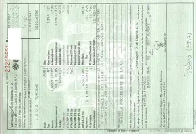 Veículo de Sucata audi a4 berlina (b5) 1.8 do ano 2001 alimentado avv