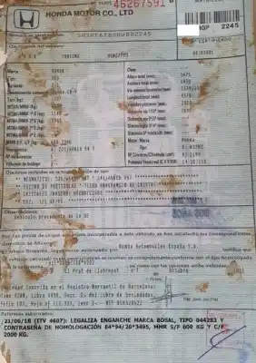 Veículo de Sucata honda cr-v (re) comfort do ano 2011 alimentado n22b3