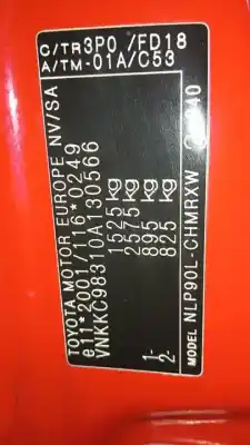 Scrapping Vehicle toyota yaris (ksp9/scp9/nlp9) básico of the year 2007 powered 1nd